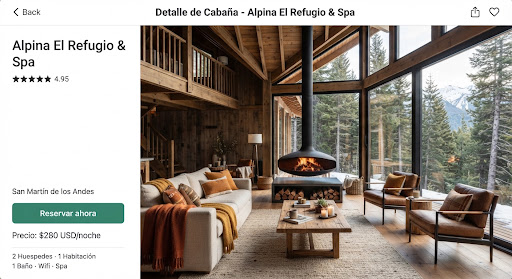 Interior de doble altura con chimenea nórdica suspendida y ventanales piso a techo